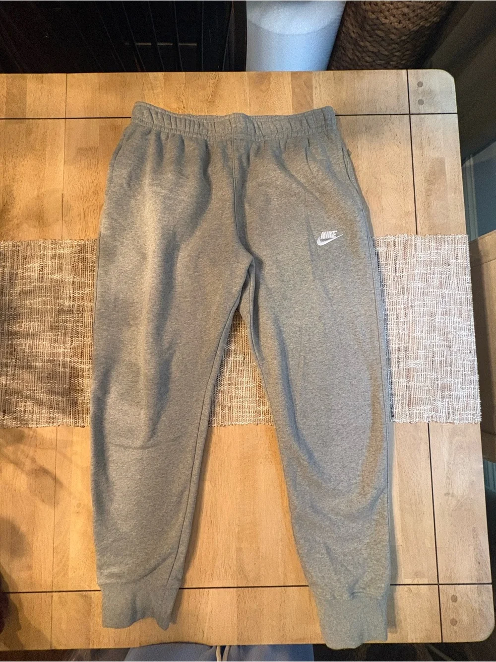Nike Gray Men's Fleece Joggers with White Logo